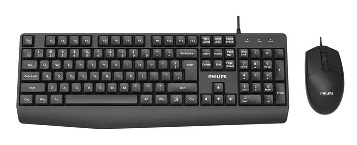 Philips SPT6237B Teclado y Mouse USB 2.0 Resistente al Agua Negro