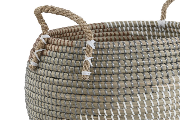 DKD Home Decor Set de 2 Cestas de Seagrass Natural 40x40x34 cm