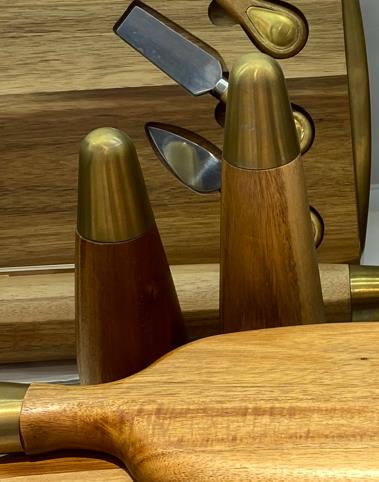 DKD Home Decor Salero y Pimentero de Acacia e Inox Natural