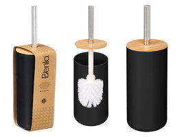 Berilo Escobillero Plástico Bambú Negro 9.2x36.5x9.2 cm (Set de 12)