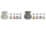 DKD Home Decor Quemador Shabby Gris Blanco Metal 9 x 17 x 17 cm Set de 5 Piezas con 4 Aromas