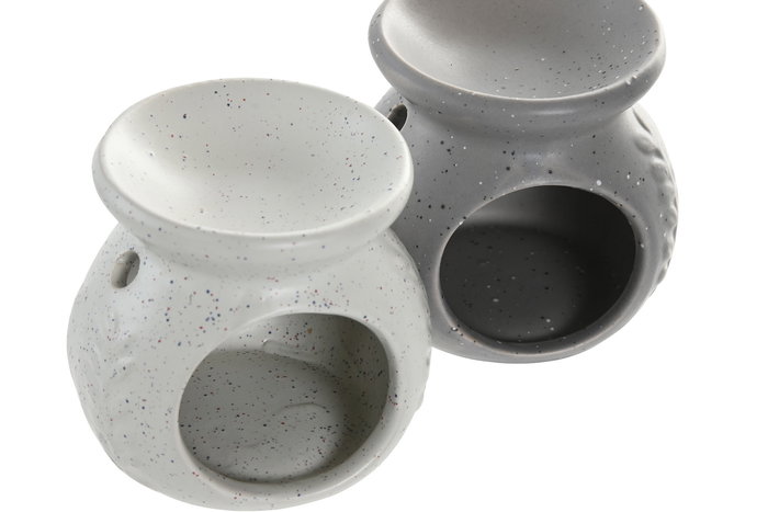 DKD Home Decor Quemador Shabby Gris Blanco Metal 9 x 17 x 17 cm Set de 5 Piezas con 4 Aromas