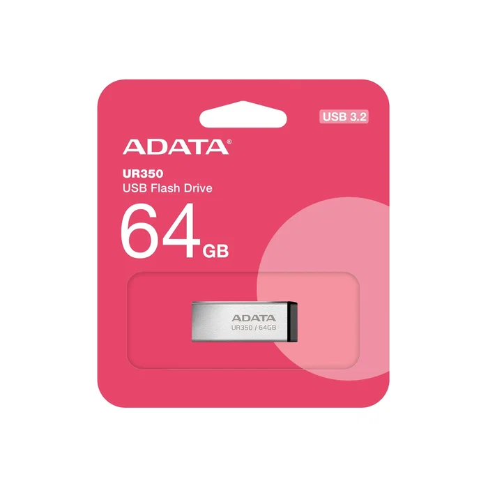 ADATA UR350 Lápiz USB 64 GB UR350-64G-RSR/BK USB 3.2 Gen 1 Negro Metal - Resistente a Agua, Polvo y Golpes