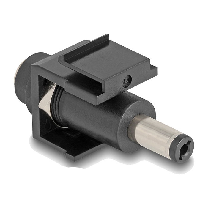 DeLOCK Adaptador Keystone DC 5.5 x 2.1 mm Hembra a Macho Negro - Módulo Plano para Conector de Alimentación