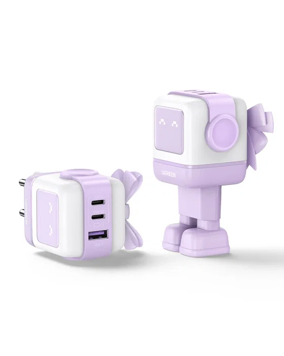 Ugreen Nexode RG 65W 3-Port GaN Rosa USB-C + USB-A con Pantalla LED