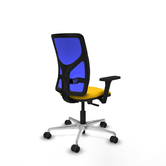 PIQUERAS Y CRESPO Silla de oficina Motilla con mecanismo Sincro, tela Amarilla y malla Azul PIQUERAS Y CRESPO Silla de oficina Motilla con mecanismo Sincro, tela Amarilla y malla Azul