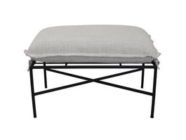 DKD Home Decor Reposapiés de Metal y Poliéster Negro