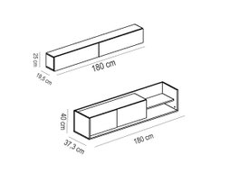 Hanah Home Mueble TV Kale, Blanco y Teca, 180 cm, Tablero Partículas Melamina, Moderno