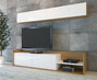 Hanah Home Mueble TV Kale, Blanco y Teca, 180 cm, Tablero Partículas Melamina, Moderno