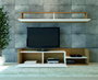 Hanah Home Mueble TV Kale, Blanco y Teca, 180 cm, Tablero Partículas Melamina, Moderno