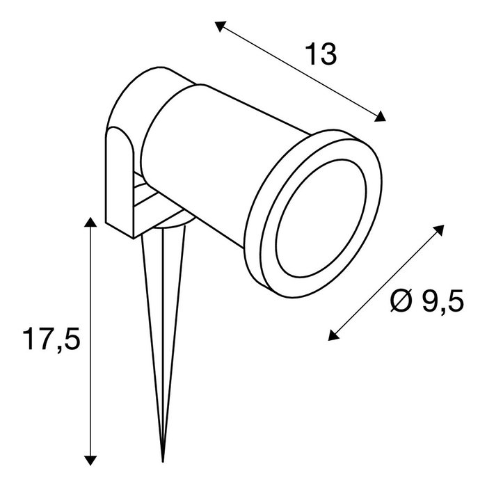 SLV GmbH NAUTILUS SPIKE Gartenstrahler GU10 IP65 negro