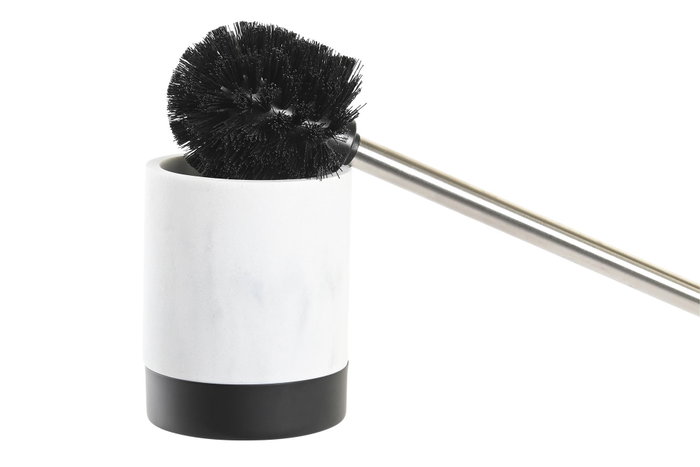 DKD Home Decor Escobillero de Resina y Acero Inoxidable Mármol Blanco DKD Home Decor Escobillero de Resina y Acero Inoxidable Mármol Blanco