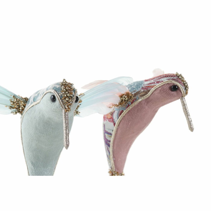 DKD Home Decor Figura de Colibrí en Foam y Poliéster, Pack de 2 unidades surtidas (Rosa palo y Azul celeste)