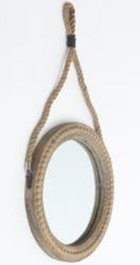 DKD Home Decor Espejo de Madera y Cuerda Marrón con Bolas 38x4x72 cm