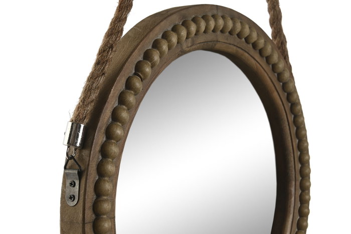 DKD Home Decor Espejo de Madera y Cuerda Marrón con Bolas 38x4x72 cm DKD Home Decor Espejo de Madera y Cuerda Marrón con Bolas 38x4x72 cm