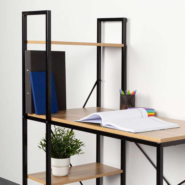 Max Home Mesa Escritorio con Estantería 120x64x120 cm Acero y Melamina