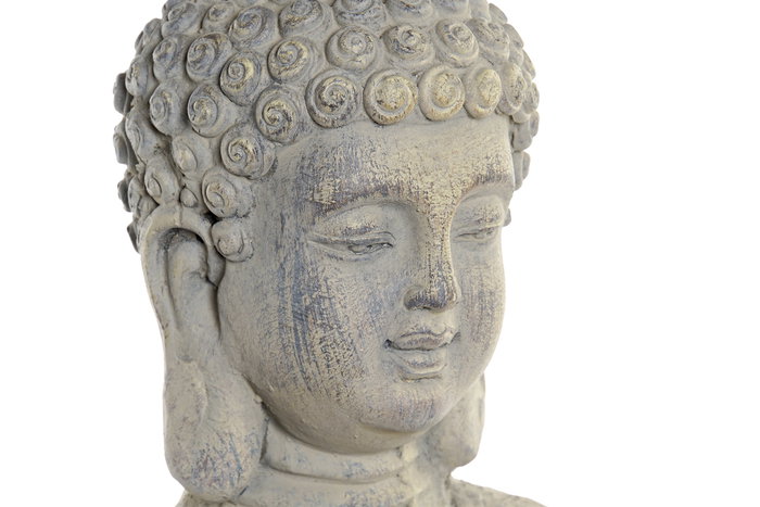 DKD Home Decor Figura de Buda Gris en Fibra de Vidrio