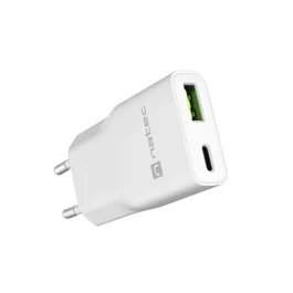 Natec Ribera GAN Slim Cargador USB-A y USB-C 20W Blanco