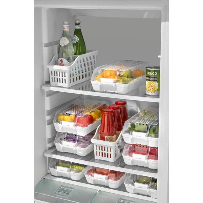 Hermia DNY4LU Organizador de Nevera, Set de 4 Piezas, Contenedores Transparentes de Plástico Blanco, 12 x 19 x 32 cm Hermia DNY4LU Organizador de Nevera, Set de 4 Piezas, Contenedores Transparentes de Plástico Blanco, 12 x 19 x 32 cm
