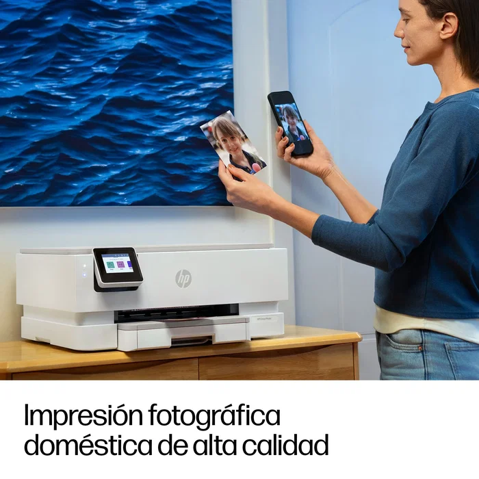 HP Envy Photo 7230 Impresora Multifunción WiFi, Inyección Térmica 4800 x 1200 DPI, 15/10 ppm, A4, Impresión, Escaneo, Copia, Pantalla Táctil, Blanco Portobello