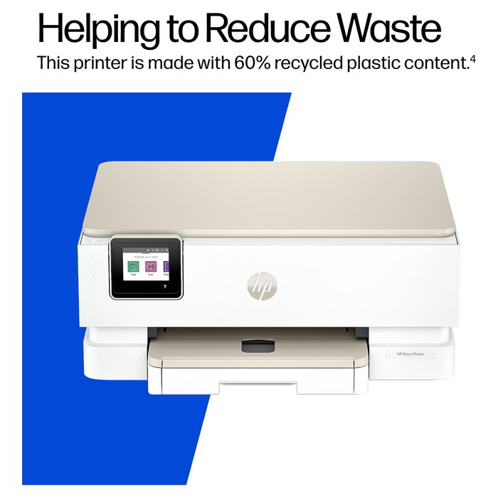 HP Envy Photo 7230 All-in-One Inalámbrico - Impresora Multifunción a Color, Escáner, Copiadora, Beige y Blanco