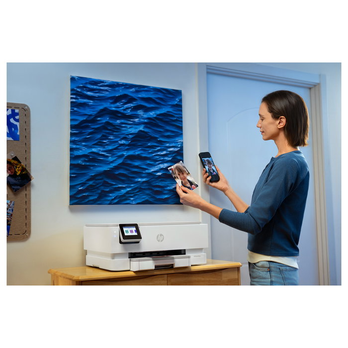 HP Envy Photo 7230 All-in-One Inalámbrico - Impresora Multifunción a Color, Escáner, Copiadora, Beige y Blanco