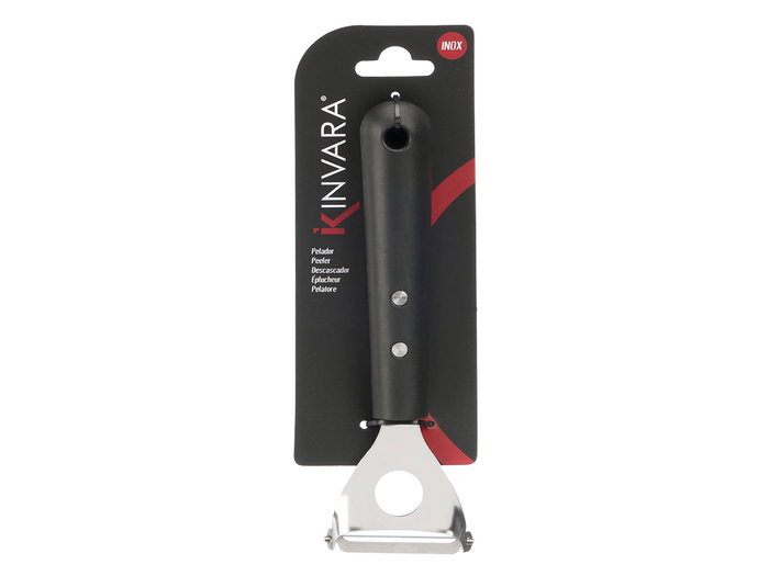 Kinvara Pelador Soft Touch Negro Mate 18.5x2x5.5 cm Acero Inoxidable y Plástico PP (Set de 48)