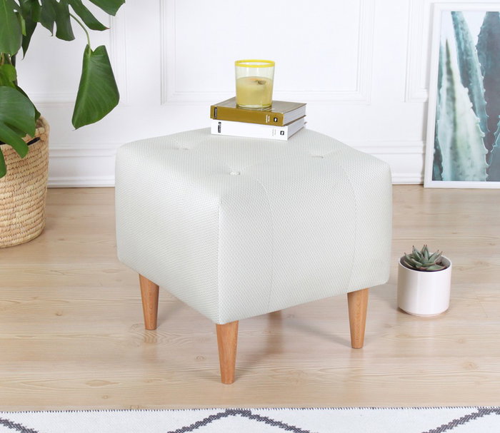 Atelier Del Sofa Puf de Terciopelo Crema 43x43x43cm