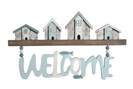 DKD Home Decor Decoración de Pared Welcome Azul