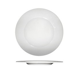 Costa Verde Plato Llano Blanco de Porcelana, Diámetro 24 cm, Vajilla (Set de 12)