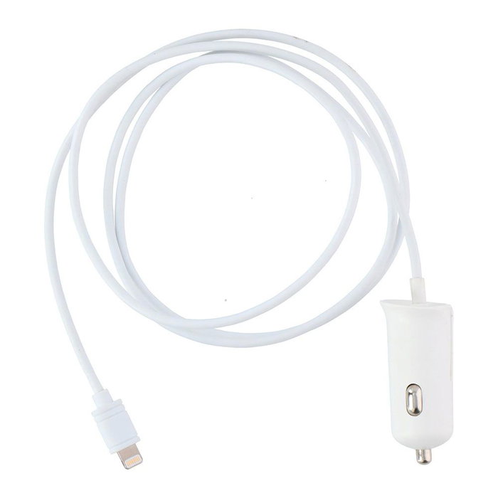 All Ride Cargador de Automóvil para iPhone 2,1a Blanco 1,2 m Compatible con iPad
