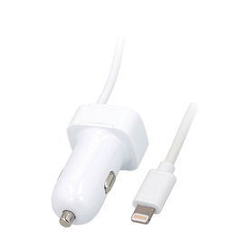 All Ride Cargador de Automóvil para iPhone 2,1a Blanco 1,2 m Compatible con iPad