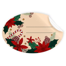 Etiquetas Regalo Adh. Rollo 250 Uds. Ovaladas 60X40 Navidad Pascueros