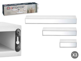 Giftdecor Tres Estantes Espejo 15 30 45 cm Blanco (Set de 4)