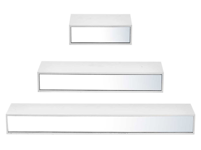 Giftdecor Tres Estantes Espejo 15 30 45 cm Blanco (Set de 4)