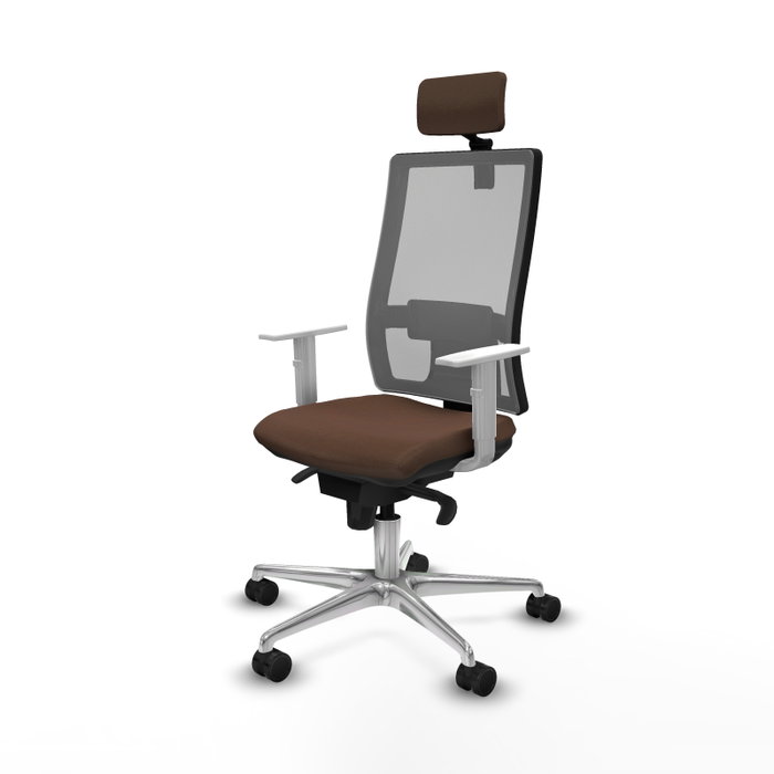 PIQUERAS Y CRESPO Silla de oficina Horna con mecanismo Sincro, Tela Marrón y Malla Gris PIQUERAS Y CRESPO Silla de oficina Horna con mecanismo Sincro, Tela Marrón y Malla Gris