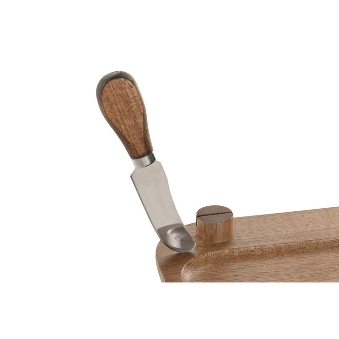 DKD Home Decor Set de 2 Tablas de Cortar de Acacia y Acero Inoxidable para Queso