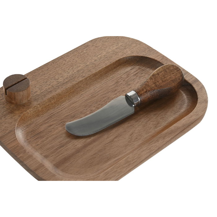 DKD Home Decor Set de 2 Tablas de Cortar de Acacia y Acero Inoxidable para Queso