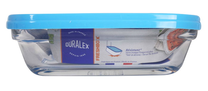 Duralex Fiambrera Rectangular Freshbox 0.4L Tapa Azul (8 Unidades)