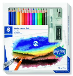 Lapices Acuarelables Staedtler Design Journey Set De Dibujo Mixto Caja De 18 12X 14610C Lapices Acuarelables 3X 100A Lumograph Aquarell 1X 949-M Pincel 1X 526 B30-9C Goma De Borrar 1X 510 10 Afila Metalico