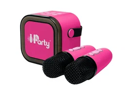 Lexibook iParty Altavoz de Karaoke Portátil con 2 Micrófonos Inalámbricos Rosa