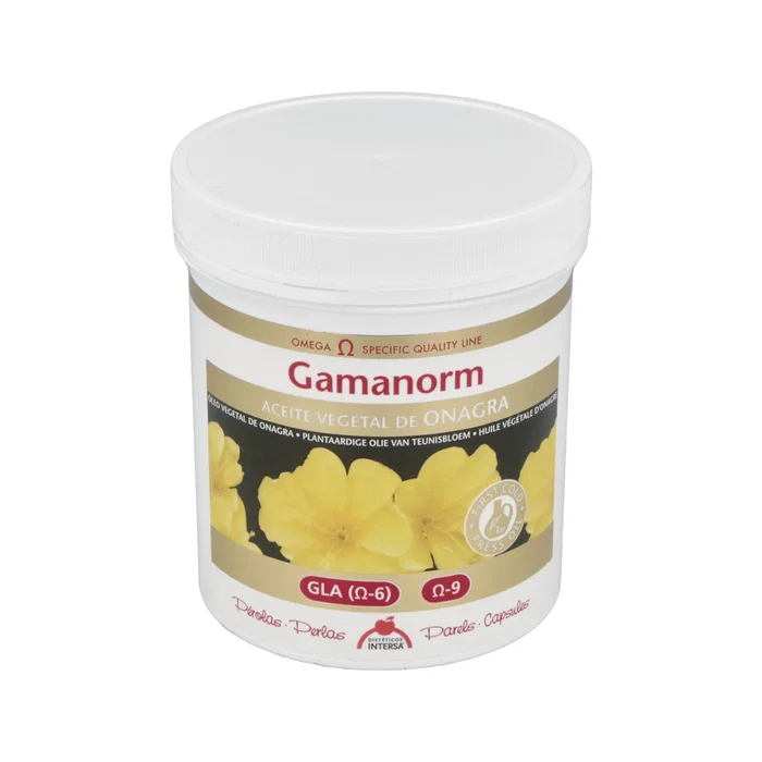 INTERSA Gamanorm A.Onagra 400Perlas - Aceite Vegetal Virgen de Onagra con GLA 10%, Vitamina E Natural - 400 Perlas INTERSA Gamanorm A.Onagra 400Perlas - Aceite Vegetal Virgen de Onagra con GLA 10%, Vitamina E Natural - 400 Perlas