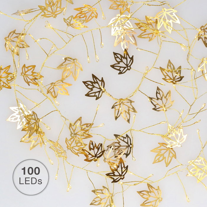 GSC Evolution Guirnalda LED de hojas doradas 1,5M Luz cálida