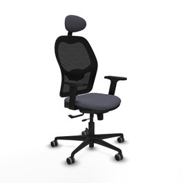 PIQUERAS Y CRESPO Silla de oficina Jorquera con mecanismo Sincro/Traslack, Gris oscuro y Negro