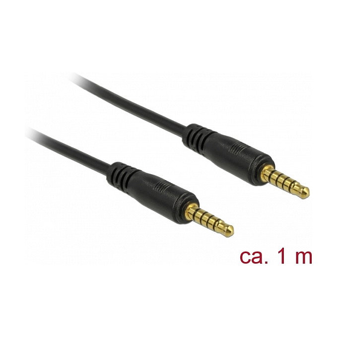 DeLOCK 85696 Cable de audio de 3,5 mm a 3,5 mm (5 pin) de 1 m, negro