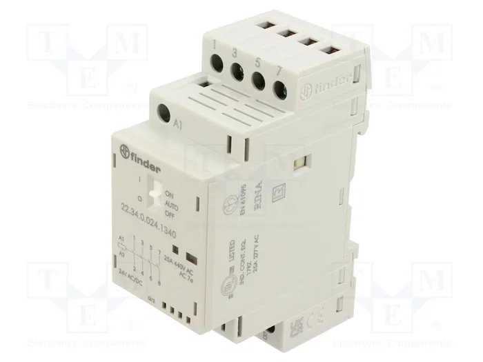 FINDER Contactor de instalación 4-polar 25A 24VAC/24VDC NO x4 FINDER Contactor de instalación 4-polar 25A 24VAC/24VDC NO x4