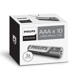 Philips Pila alcalina industrial AAA LR03 1,5 V, 10 unidades