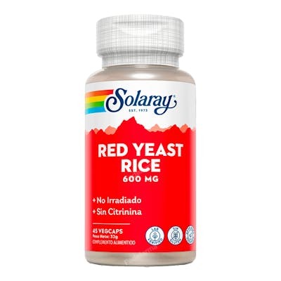 Solaray Red Yeast Rice 600mg 45 Cápsulas Vegetales