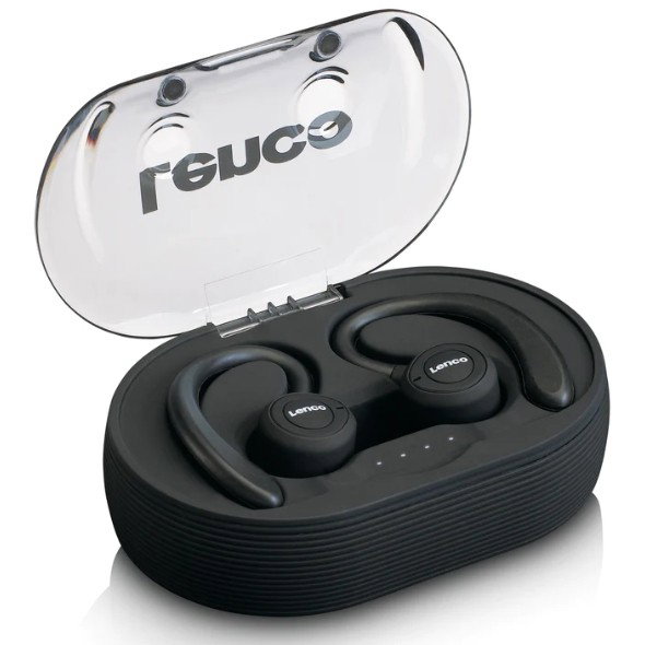 Lenco EPB-460BK Auriculares Bluetooth True Wireless TWS con Micrófono Negro - IPX5 Deportes Batería 60h