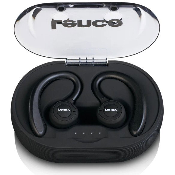 Lenco EPB-460BK Auriculares Bluetooth True Wireless TWS con Micrófono Negro - IPX5 Deportes Batería 60h